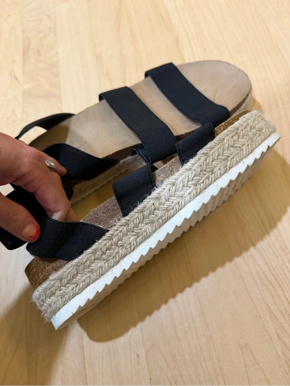 American Eagle Outfitters Black Espadrille Platform Sandals